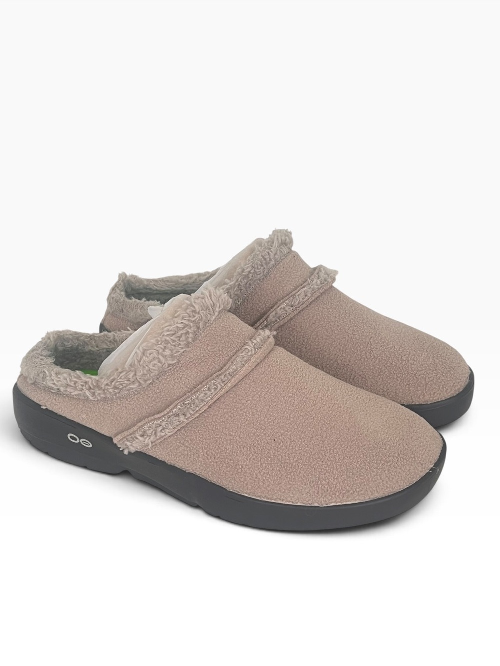 OOFOS OOCoozie Mule Recovery Sherpa Lined Slipper Womens 10.5 Beige Comfort